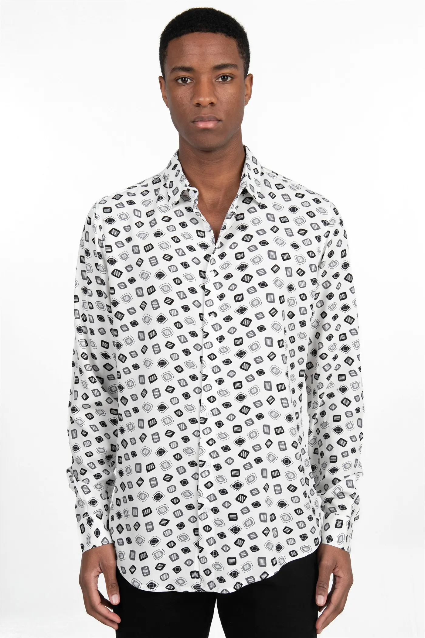 TUDORS Muška košulja Slim Fit crno-bela