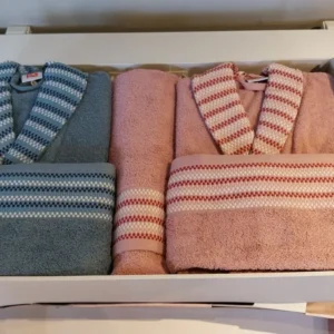 Tac Porodični set bademantila Alba, Teget-roze