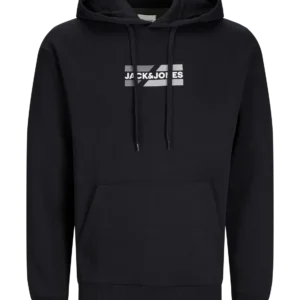 JACK & JONES Muški duks sa kapuljačom 12268422, Crni