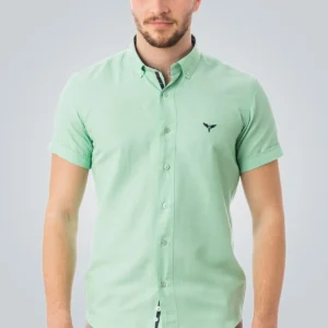 TUDORS Samra Slim Fit Muška košulja kratkih rukava, Zelena