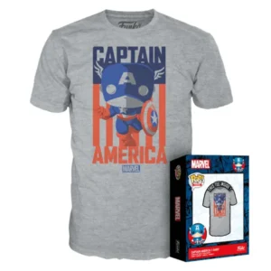 FUNKO Muška majica Marvel Boxed Tee - Camptain America siva