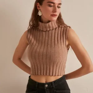 JIMMY KEY Ženska rolka bez rukava Crop smeđa